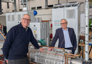 Left to right Stephen Hampson and Professor Tony Roskilly with H2CHP clean technology machines